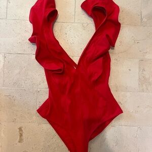 Ulla Johnson Vibrant Red Ruffled One Piece